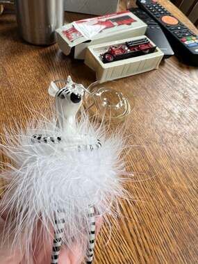 Soffieria De Carlini Hand Blown Glass Zebra Ballerina Christmas Ornament with Fe